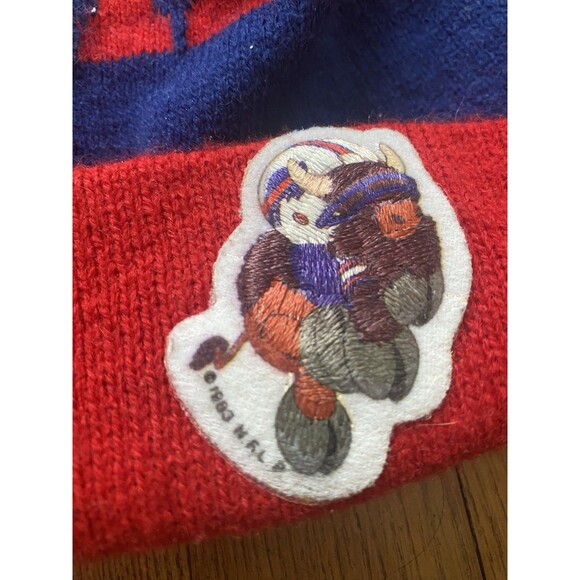 VTG 1983 Buffalo Bills Football Kids Knit Beanie Red 80s 90s NFL retro Patch Blu - Picture 3 of 5